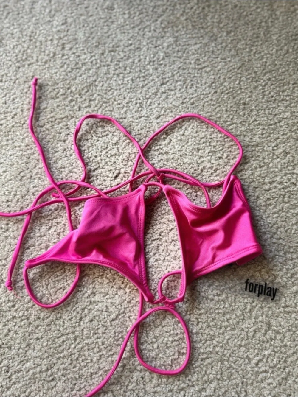 Forplay Girls Neon Pink String Bikini Top y2k party night out - NWT